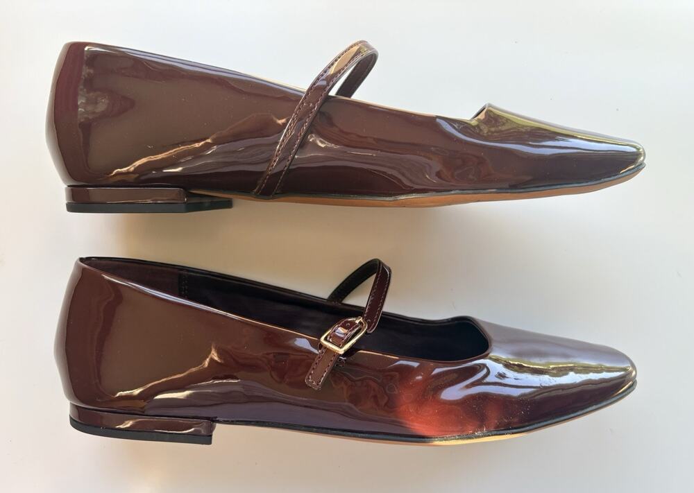 Franco Sarto Patent Leather Mary Jane Ballet Flats Square Toe Women Size 10